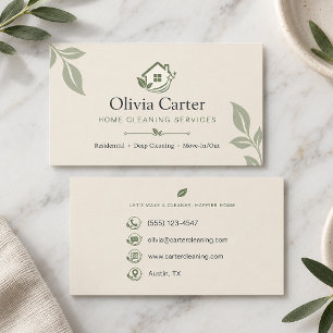Tarjeta De Visita Servicios de Limpieza del Hogar Elegantes