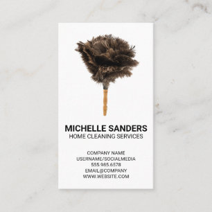 Tarjeta De Visita Servicios de limpieza del hogar   Feather Duster