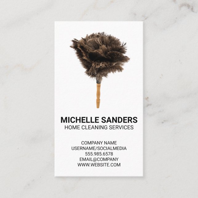Tarjeta De Visita Servicios de limpieza del hogar | Feather Duster (Anverso)