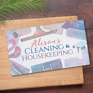 Tarjeta De Visita Servicios de limpieza - Diseño de acuarela Busine