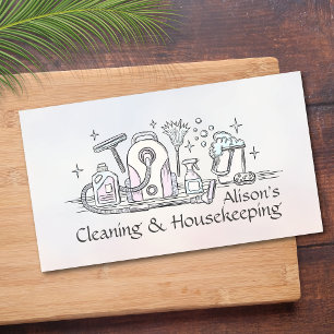 Tarjeta De Visita Servicios de limpieza - Diseño de acuarela Busine