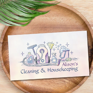 Tarjeta De Visita Servicios de limpieza - Diseño de estilo acuarela 