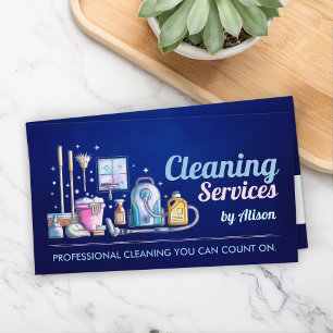 Tarjeta De Visita Servicios de limpieza - diseño de estilo acuarela