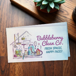 Tarjeta De Visita Servicios de limpieza - diseño de estilo acuarela
