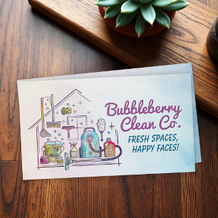 Tarjeta De Visita Servicios de limpieza - diseño de estilo acuarela