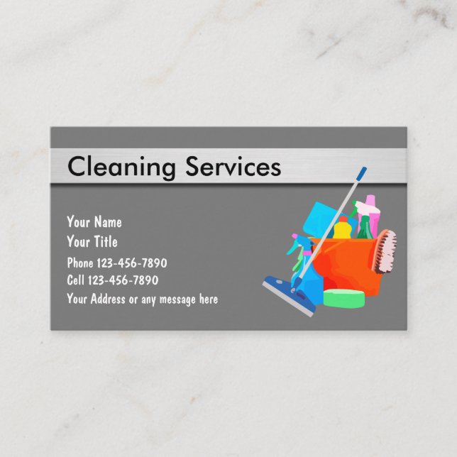 Tarjeta De Visita Servicios de limpieza Diseño moderno y sencillo (Anverso)