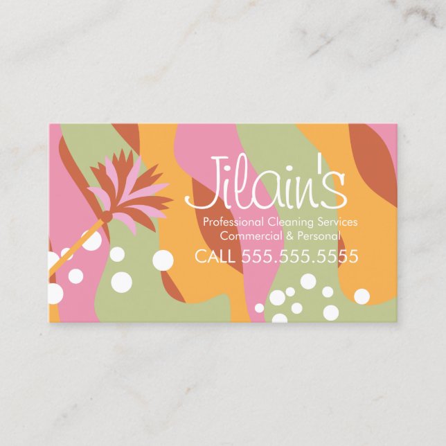Tarjeta De Visita Servicios de limpieza Duster Groovy  (Anverso)