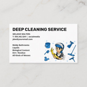 Tarjeta De Visita Servicios de limpieza Herramientas de limpieza y