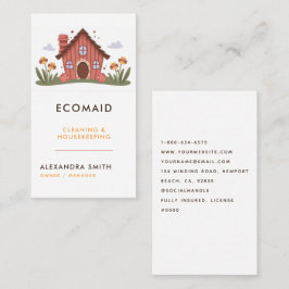 Tarjeta De Visita Servicios de limpieza Hogar Retro Cute
