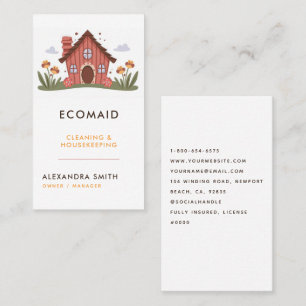 Tarjeta De Visita Servicios de limpieza Hogar Retro Cute