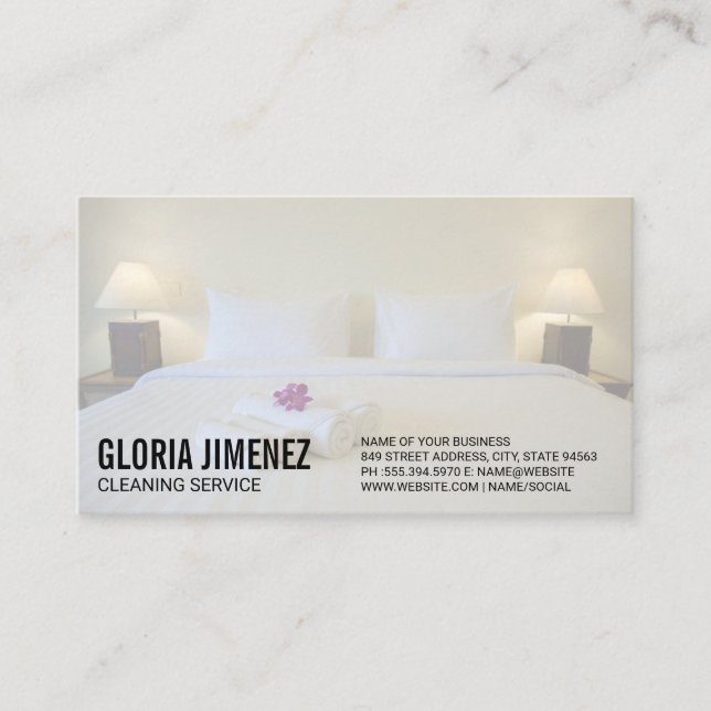 Tarjeta De Visita Servicios de limpieza | Hotel Dormitorio (Anverso)