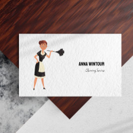 Tarjeta De Visita Servicios de limpieza Ilustracion Maid Minimalista