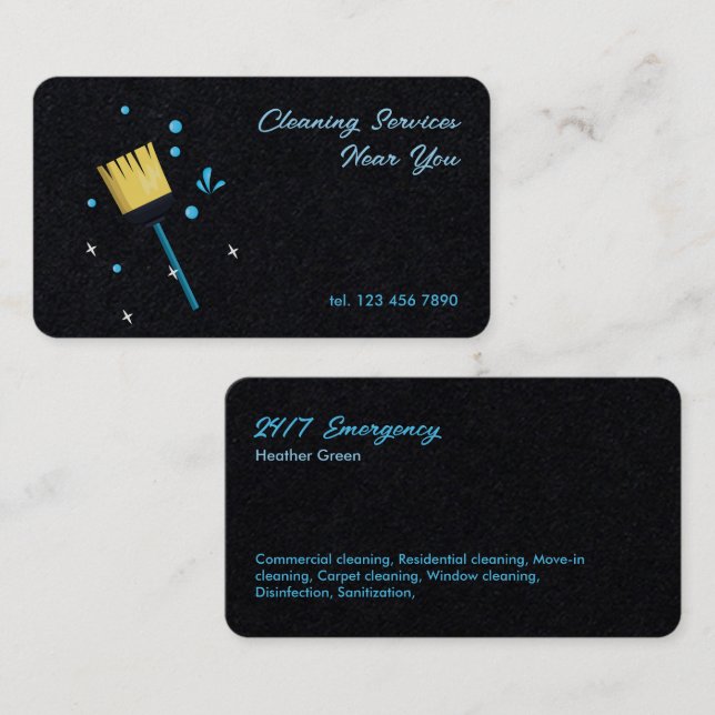 Tarjeta De Visita Servicios de limpieza las 24 horas (Anverso / Reverso)