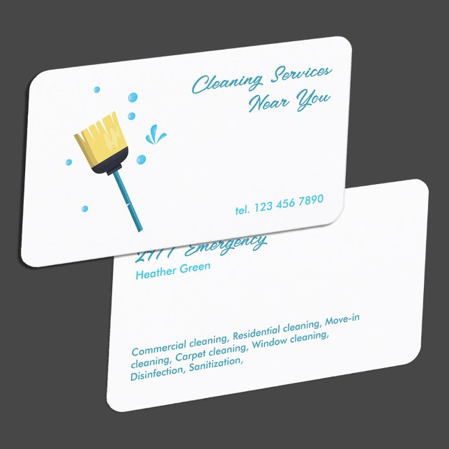 Tarjeta De Visita Servicios de limpieza las 24 horas (Cleaning Services 24/7)