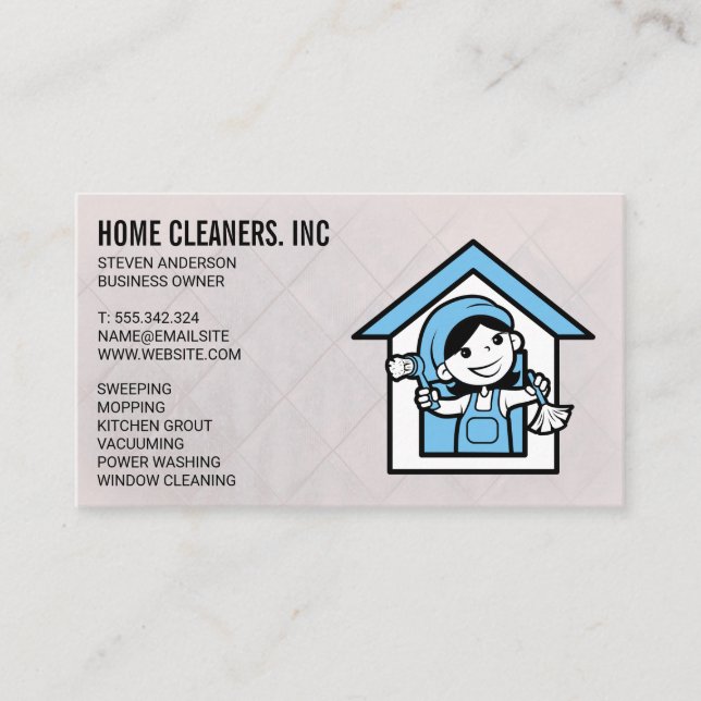 Tarjeta De Visita Servicios de limpieza | Logotipo Maid (Anverso)