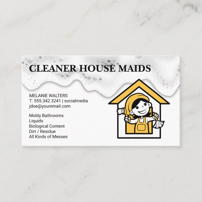 Tarjeta De Visita Servicios de limpieza | Logotipo Maid (Anverso)