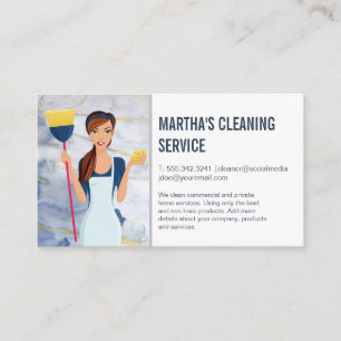 Tarjeta De Visita Servicios de limpieza Maid con herramientas de l