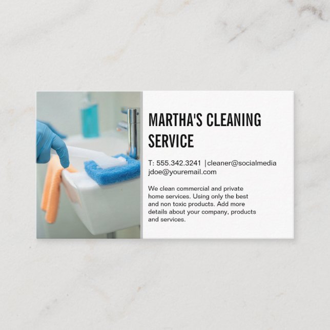 Tarjeta De Visita Servicios de limpieza | Maid Scrubbing Sink (Anverso)