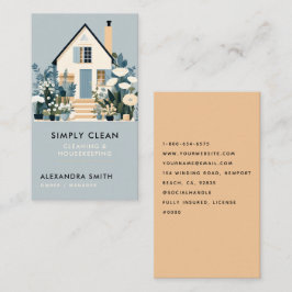 Tarjeta De Visita Servicios De Limpieza Mantenimiento De Casa Floral