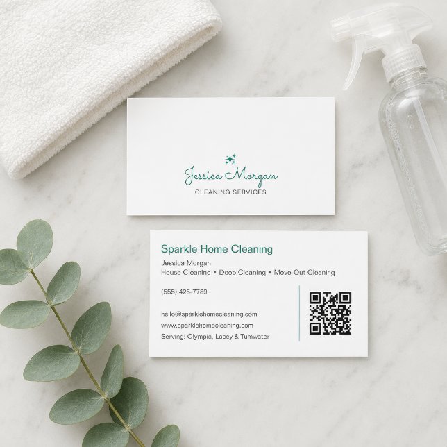 Tarjeta De Visita Servicios de Limpieza Modernos (Modern Cleaning Services Business Card
)