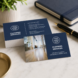 Tarjeta De Visita Servicios de Limpieza Modernos Logotipo de Foto Az