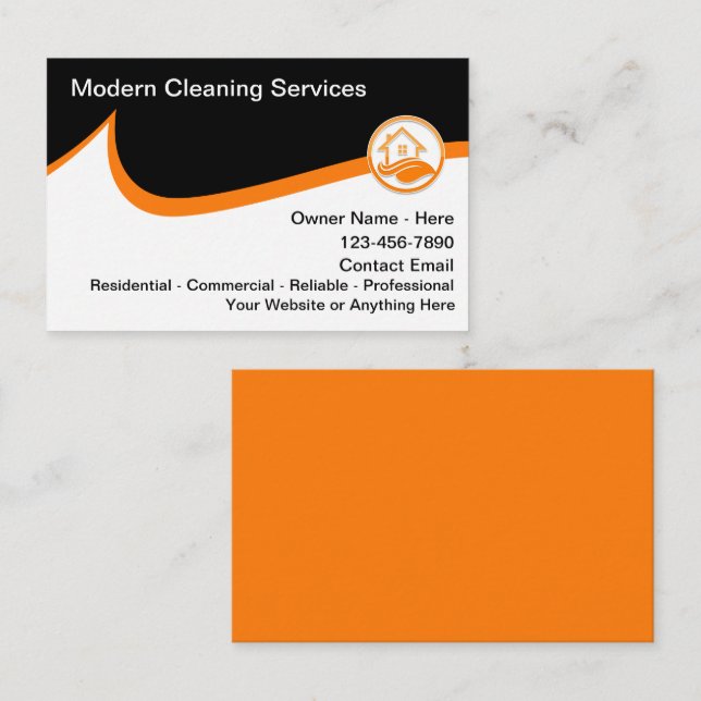 Tarjeta De Visita Servicios de limpieza modernos más cool (Anverso / Reverso)