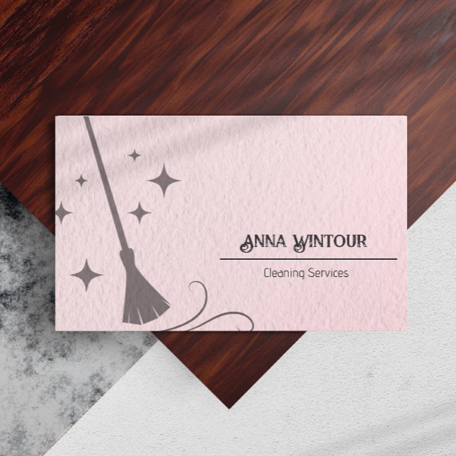 Tarjeta De Visita Servicios de limpieza Personal de limpieza Código  (Cleaning Services Housekeeper Qr Code Blush Pink Business Card)