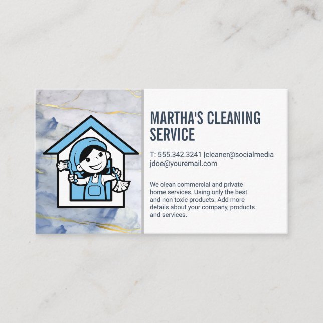 Tarjeta De Visita Servicios de limpieza | Personalizado Maid Dusting (Anverso)