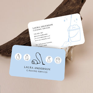 Tarjeta De Visita Servicios de Limpieza Profesional Ama de Casa Azul
