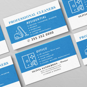 Tarjeta De Visita servicios de limpieza profesional azul 