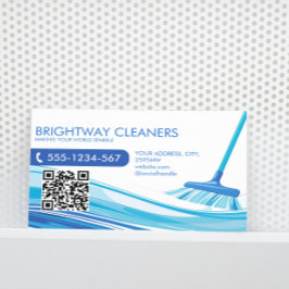 Tarjeta De Visita Servicios de Limpieza Profesionales Blue Broom Cód