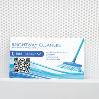 Tarjeta De Visita Servicios de Limpieza Profesionales Blue Broom Cód