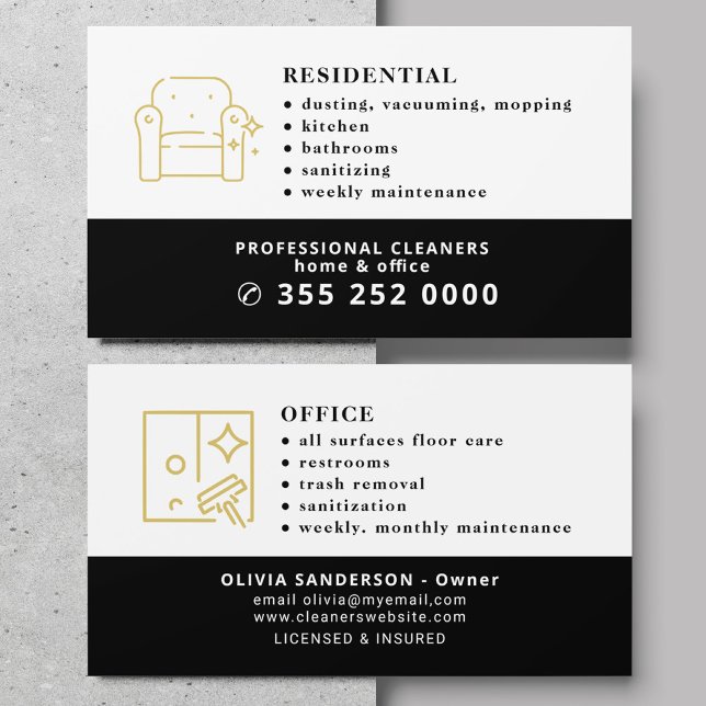 Tarjeta De Visita Servicios de limpieza profesionales modernos (Subido por el creador)