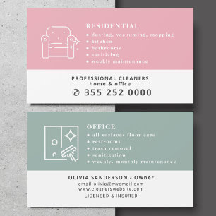 Tarjeta De Visita Servicios de limpieza profesionales modernos