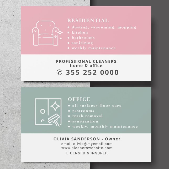 Tarjeta De Visita Servicios de limpieza profesionales modernos (Subido por el creador)