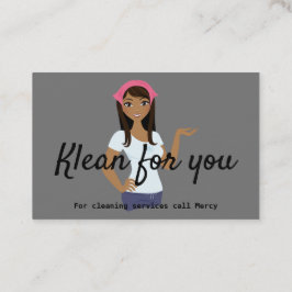 Tarjeta De Visita Servicios de limpieza Rosa Gris