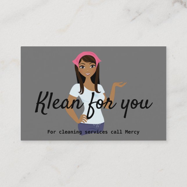 Tarjeta De Visita Servicios de limpieza Rosa Gris (Reverso)