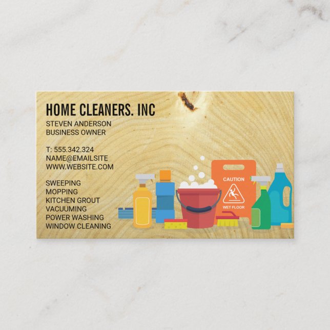 Tarjeta De Visita Servicios de limpieza | Servicio Maid | Grano de m (Anverso)