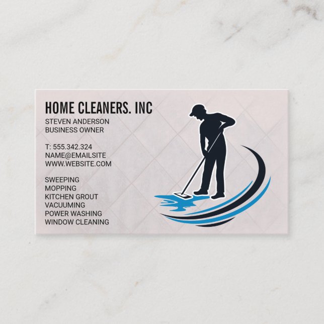 Tarjeta De Visita Servicios de limpieza | Servicio Maid | Janitor (Anverso)