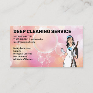 Tarjeta De Visita Servicios de limpieza   Soap Bubbles   Maid más li