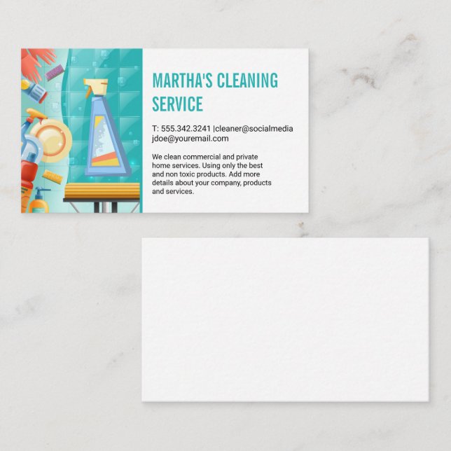 Tarjeta De Visita Servicios de limpieza | Squeegee Dish Clean (Anverso / Reverso)