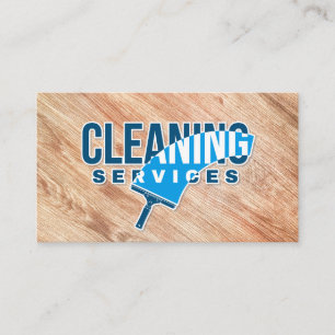 Tarjeta De Visita Servicios de limpieza   Squeegee   Madera