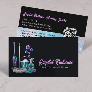 Tarjeta De Visita Servicios de Limpieza Suministros Código QR Modern
