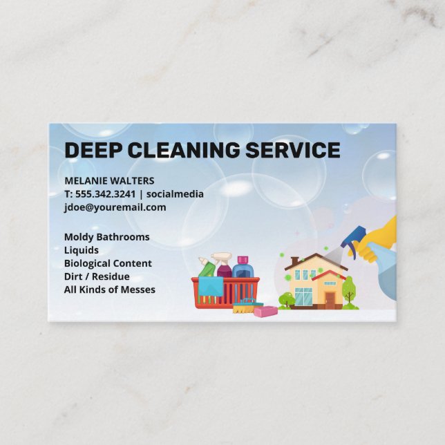 Tarjeta De Visita Servicios de limpieza | Suministros Maid | Baches  (Anverso)