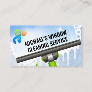Tarjeta De Visita Servicios de limpieza   Ventana Limpiar cola