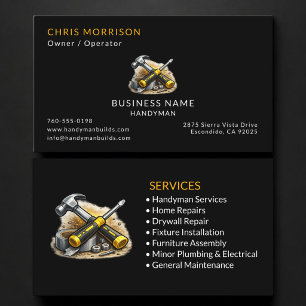 Tarjeta De Visita Servicios de Mano de Obra Negra Profesional