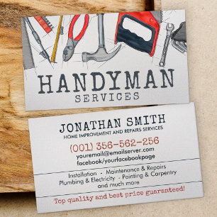 Tarjeta De Visita Servicios de mano de obra para mejora y reparación