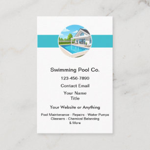 Tarjeta De Visita Servicios de Mantenimiento de Piscinas