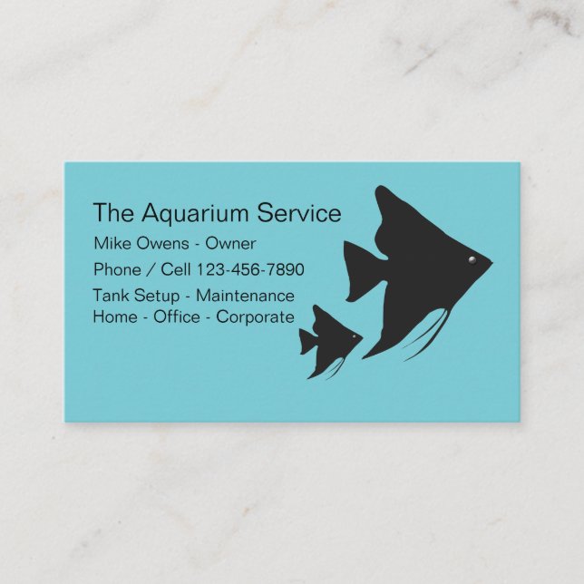 Tarjeta De Visita Servicios de mantenimiento del acuario (Anverso)