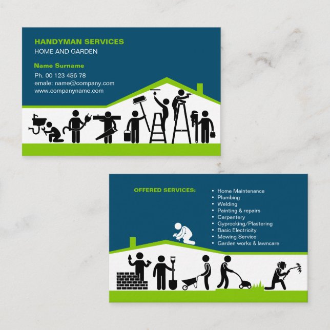 Tarjeta De Visita servicios de mantenimiento, hogar y jardín (Anverso / Reverso)
